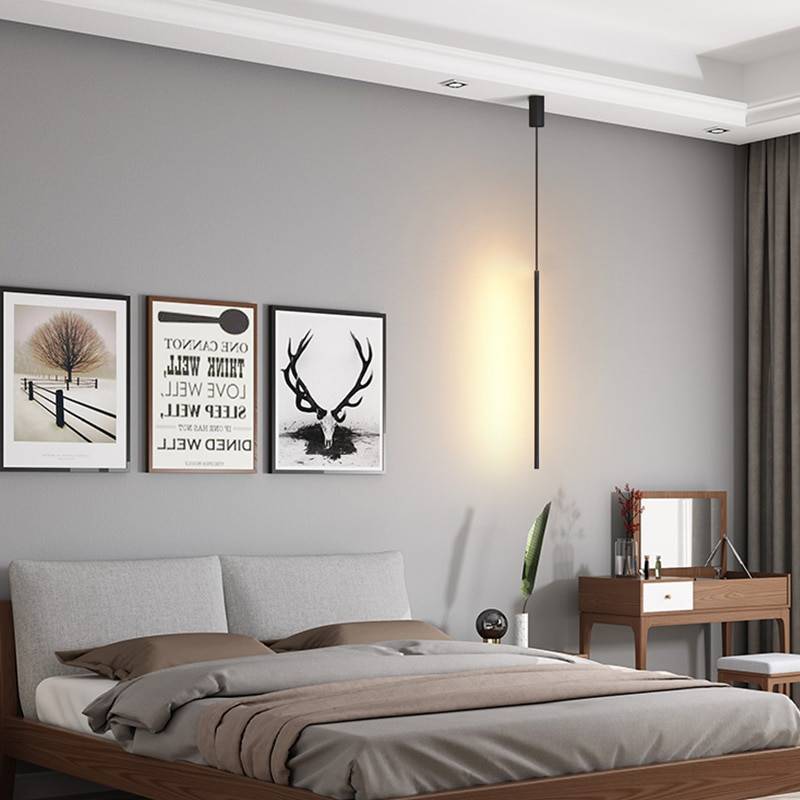Nordic simple LED Long Hanging Line chandelier Living Room Sofa Background Wall Light Bedroom Bedside Floor Lamp Pendant Lights