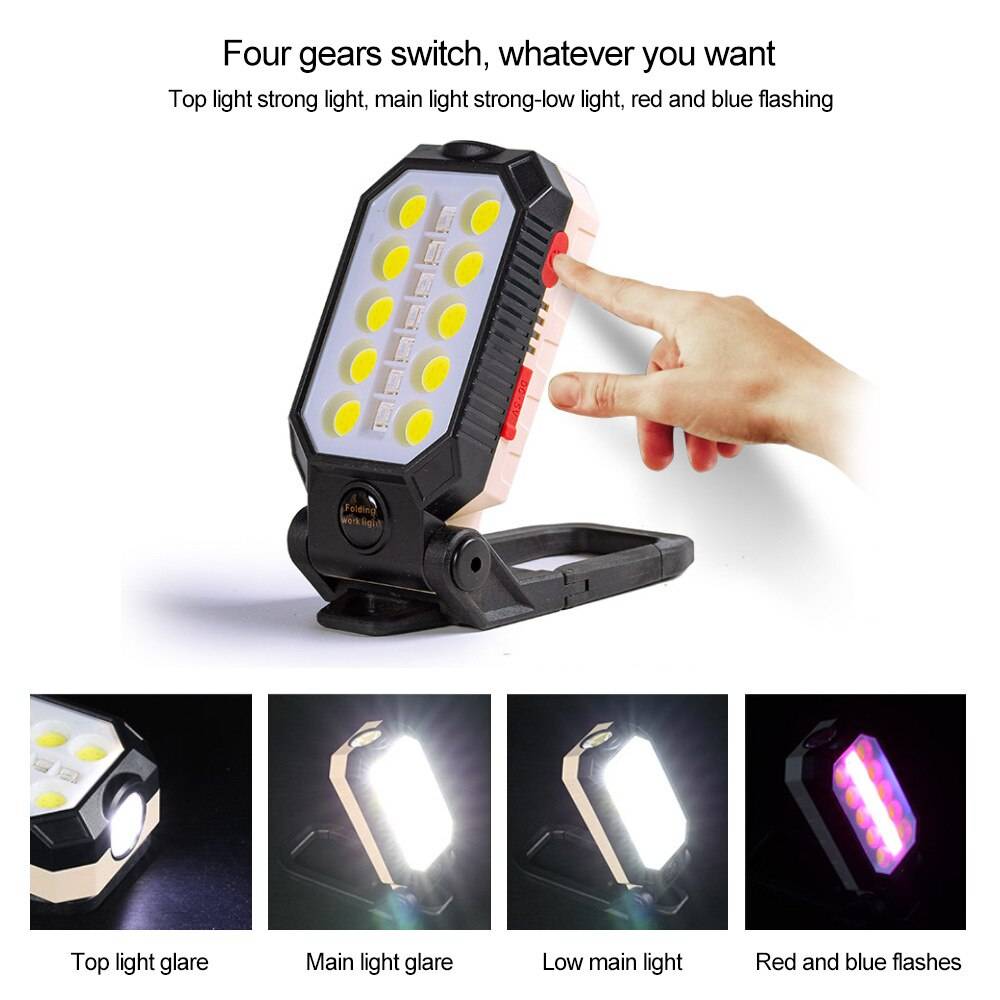 USB Rechargeable COB Work Light Portable LED Flashlight Adjustable Waterproof Camping Lantern Magnet Design with Power Display Lanterns and Work Lighting Portable Lights