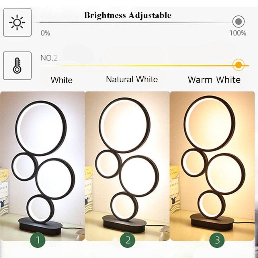 Modern 4-Circle Dimmable LED Table Lamp Desk & Table Lamps