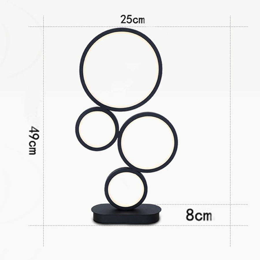 Modern Dimmable LED Table Lamp Modern Round Ring Night Lamp Unique Design 4-Circle Lighting Adjustable Light For Bedside Reading Desk & Table Lamps