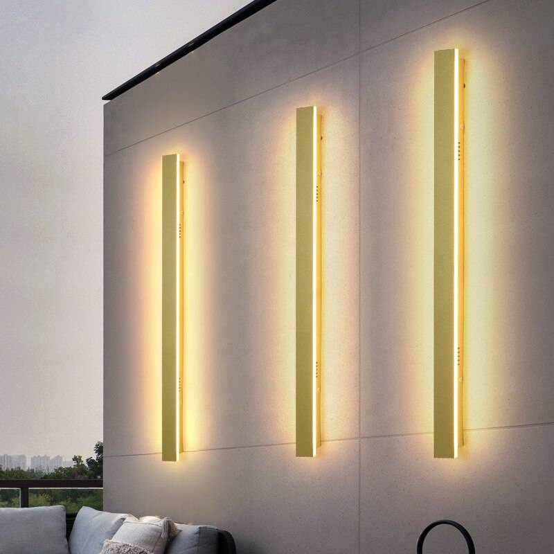Outdoor Lighting Tall LED Wall Lamp IP65 Waterproof Aluminum Dimmable Gold Garden Porch Sconce Light 110V -220V Street Luminaire Exterior Wall Lamps Outdoor Landscape Lightings