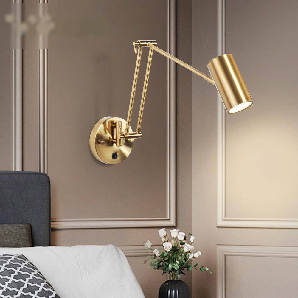 Brass Swing Arm Wall Sconce LED Lamp Wall Lamps (Indoor)