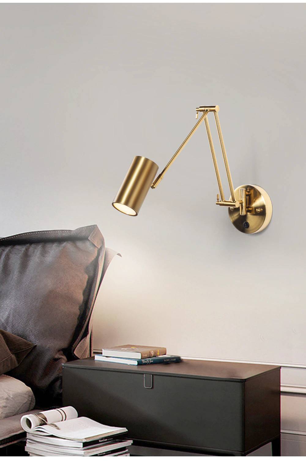 Brass Swing Arm Wall Sconce LED Lamp Wall Lamps (Indoor)