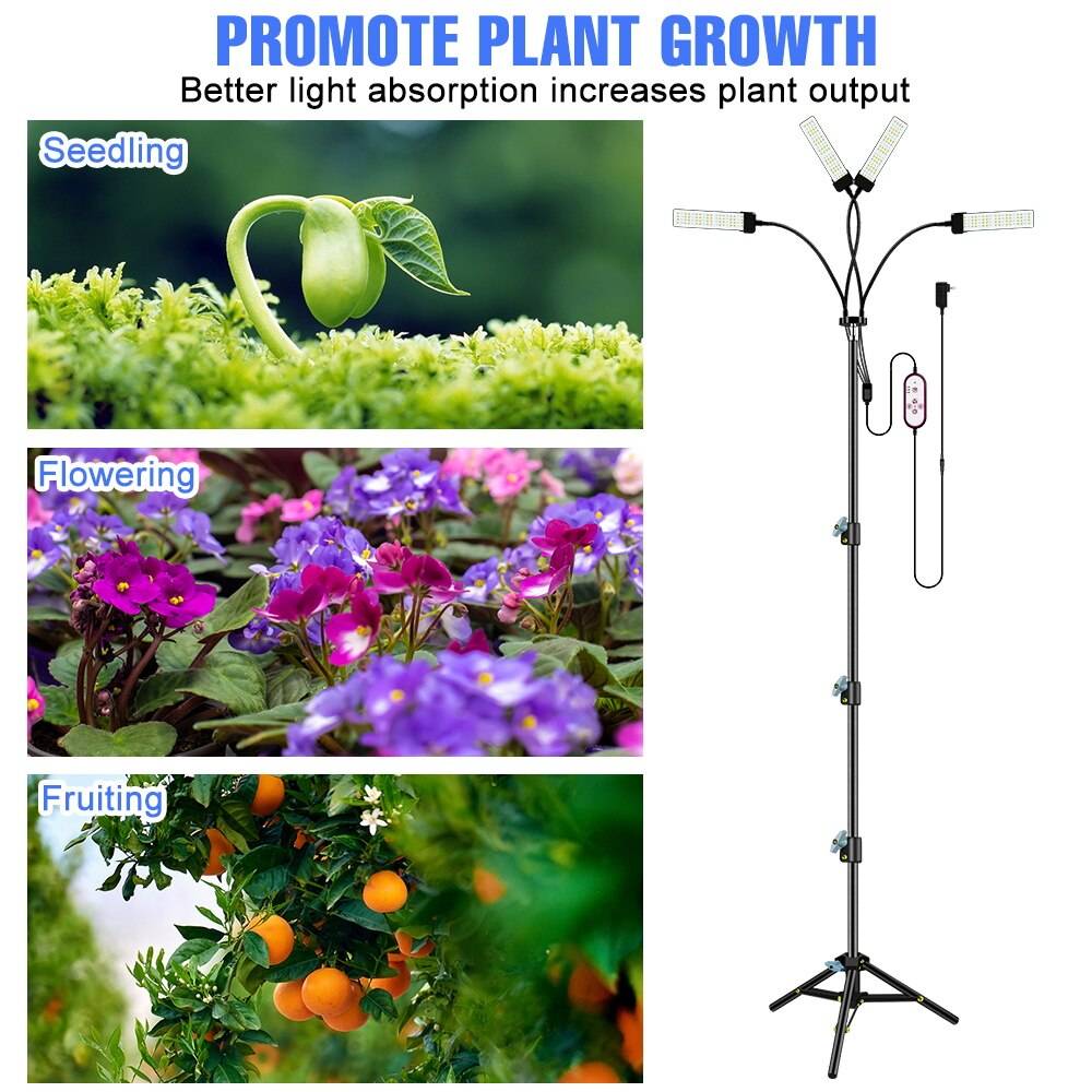 LED Grow Light Full Spectrum Plant Lamp 300W 400W LED Timing Dimming Growth Lamp For Indoor Flower Phyto Lamp With Tripod Stand Novelty Lightings