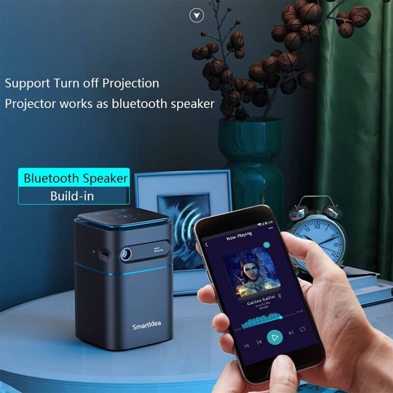 Smartldea Pico Smart Android9.0 projector Wifi 1080P 4K Support Portable proyector Mini video game DLP beamer airplay miracast Digital Projectors Lighting Tech Gadgets