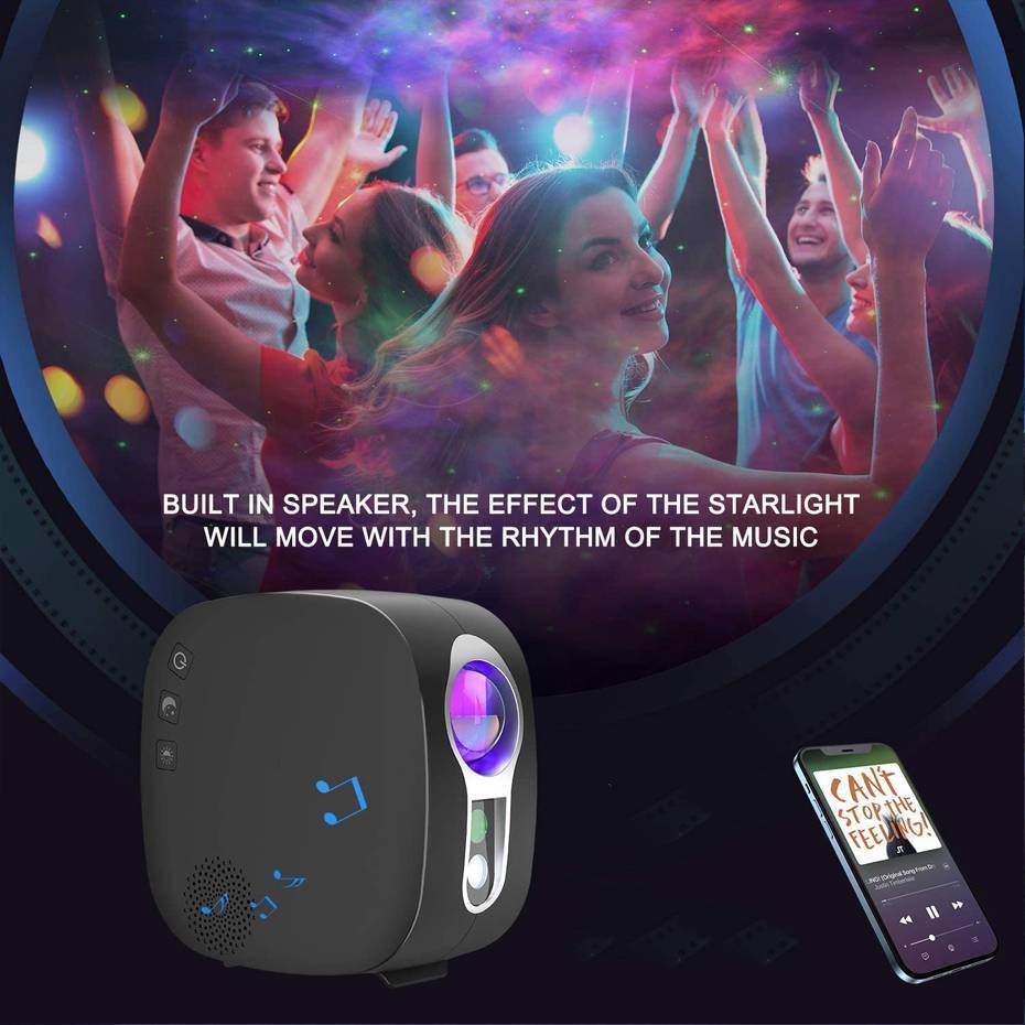 ALIEN Starry Sky Moon Projector Stage Laser Lighting Effect Galax Nebula Ocean Bedroom Kids Party Night Lamp With Music Speaker Novelty Lightings
