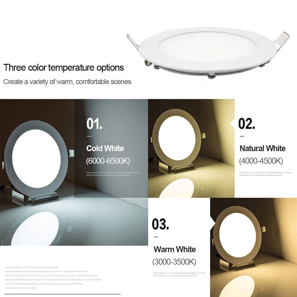Dimmable Round LED Panel light 3w 4w 6w 9w 12w 15w 18w Recessed Downlight White/Warm White/Natural White Kitchen for Bathroom LED Ceiling Downlights