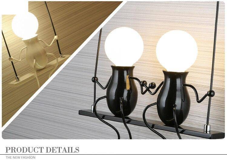 Creative LED Wall Mounted Small Man Swing Children's Room Bedroom Bedside Aisle Wall Sconces Little Boy Art Decor Wall Lighting