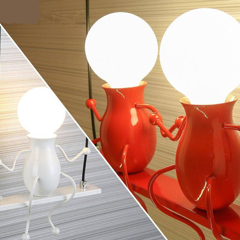 Creative LED Wall Mounted Small Man Swing Children's Room Bedroom Bedside Aisle Wall Sconces Little Boy Art Decor Wall Lighting