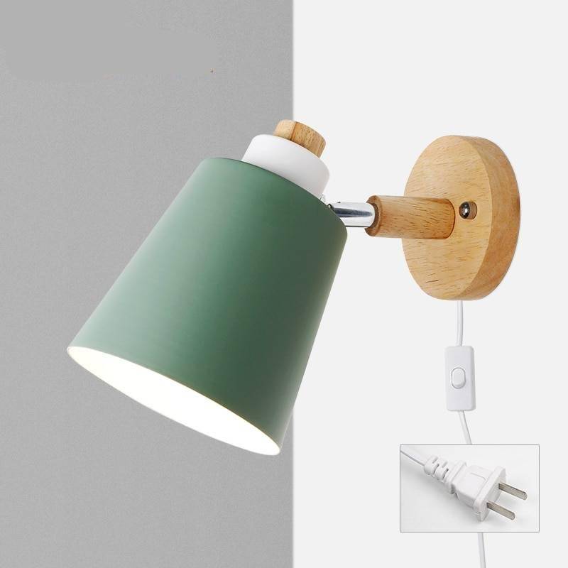 Nordic Macaron Color Iron & Wood Sconce Wall Lamp Wall Lamps (Indoor)
