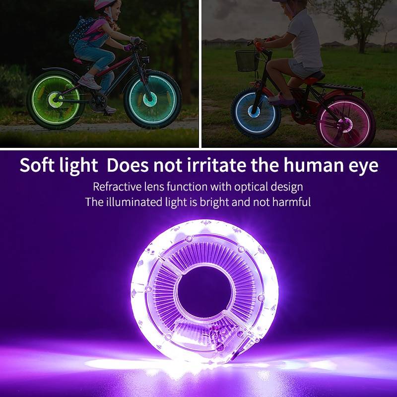 Smart LED Bicycle Wheel Light Bike Front Tail Hub Spoke One Lamp With 7 Color 18 Modes Rechargeable Kids Balance Bike Light Novelty Lightings