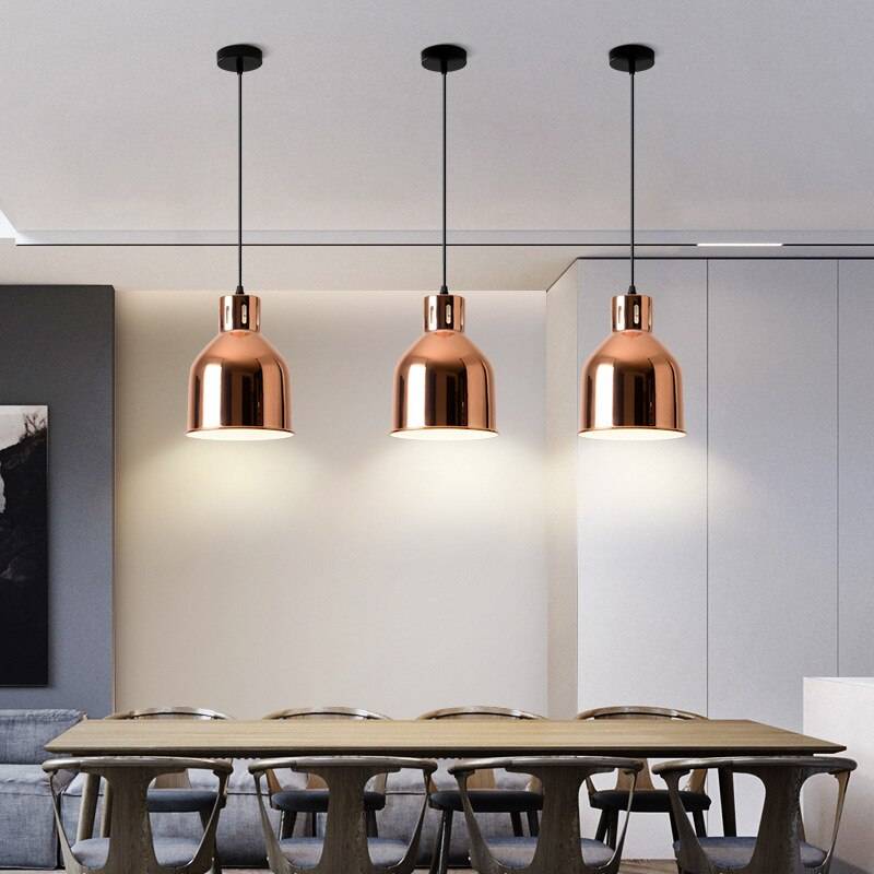 Modern Pendant Light Hanging Lamps for Ceiling Living Dining Room Bedroom Kitchen Hall Wrought Iron Rose Gold Lighting Fixture Pendant Lights