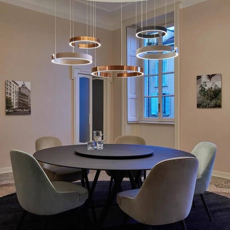 Modern C Ring Led Pendant Lamp Dimmable for Dining Living Room Center Table Bedroom Chandelier Home Decor Luxury Lusters Fixture Chandeliers
