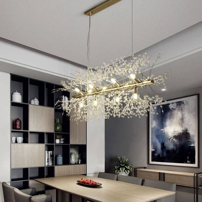 Crystal Sparkling Snowflake Linear LED Chandelier Chandeliers Pendant Lights