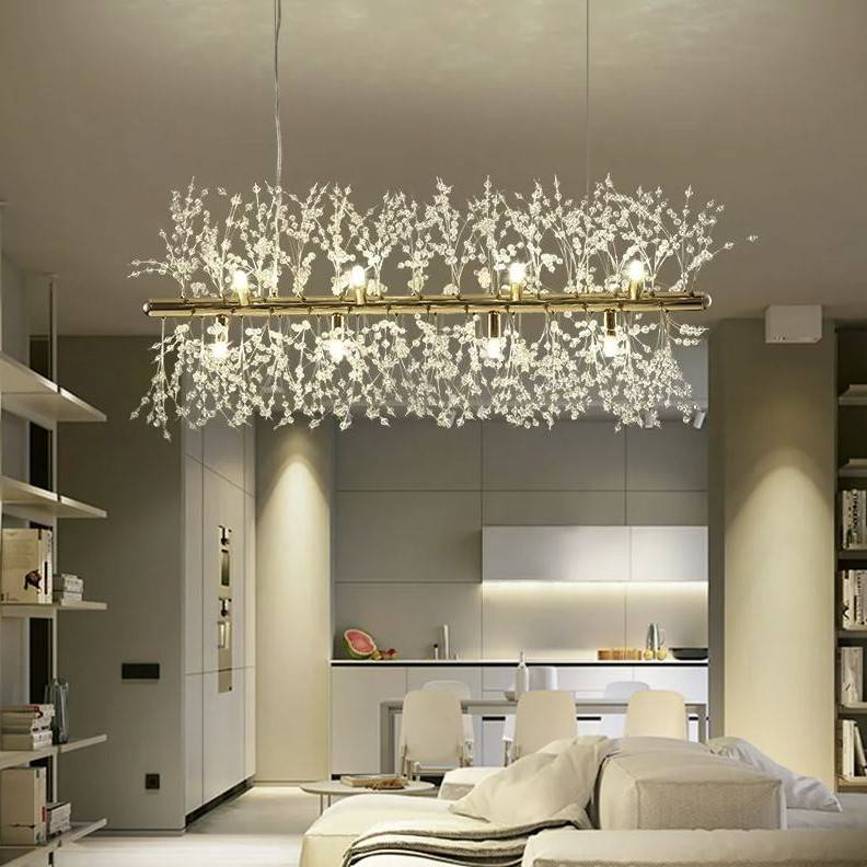 Crystal Sparkling Snowflake Linear LED Chandelier Chandeliers Pendant Lights