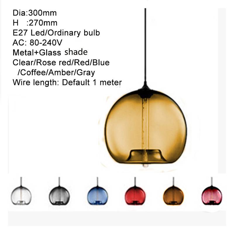 Modern Creative Glass Pendant Lights Loft E27 LED Colorful Simple Hanging Lamps for Kitchen Living Room Bedroom Restaurant Hotel Pendant Lights
