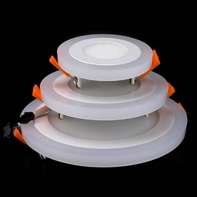 Double Color LED Panel Light 6W 9W 16W 24W Round Square Panel LED Ceiling Lamp AC110V 220V Indoor Recessed Downlight LED Ceiling Downlights