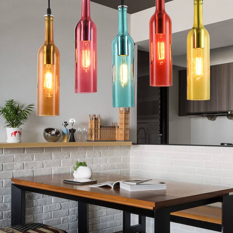 Industrial Style Retro Chandelier Personality Creative Bar Table Wine Bottle Lamp Restaurant Cafe Clothing Store Decoration Pendant Lights