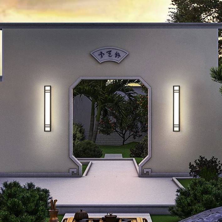 Oriental Style Modern Linear Outdoor Wall Lights Exterior Wall Lamps Outdoor Landscape Lightings