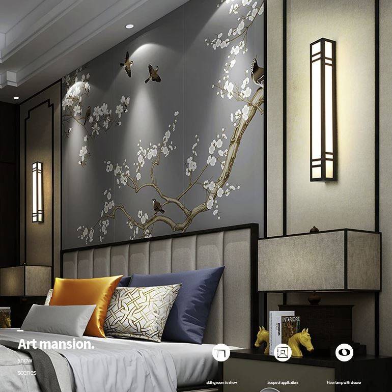 Oriental Style Modern Linear Outdoor Wall Lights Exterior Wall Lamps Outdoor Landscape Lightings