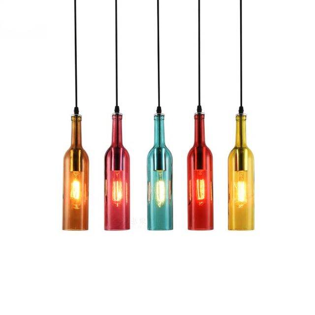 Vintage Colorful Glass Bottle Pendant Lights Lighting4Home