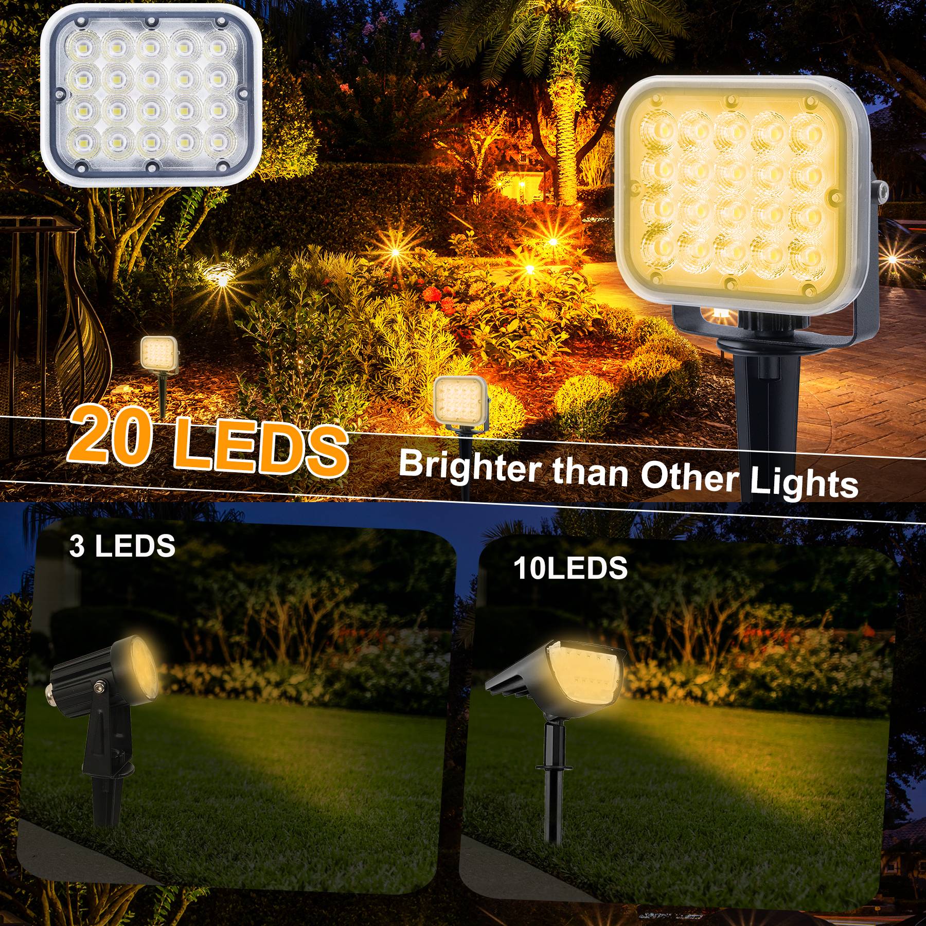 3000K/6000K/RGB Solar LED Light Outdoor IP65 Solar Lamp Garden Decoration 4in1/2in1 Outdoor Super Bright Landscape Spotlight Outdoor Landscape Lightings