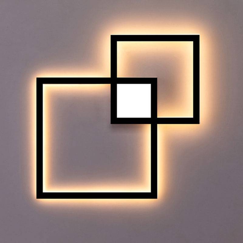 Hartisan Led Wall Lamps For Bedroom Square Lamp Home Decoration Lights Creative DIY Pattern Wall Sconces Fixtures Mounted Lamp Wall Lamps (Indoor)