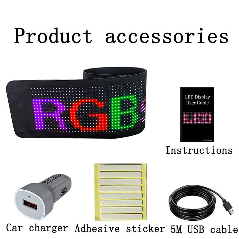 LED Matrix Panel USB Scrolling Bright RGB Light Signs for Car Bluetooth App Control Text Pattern Animation Programmable Display Novelty Lightings