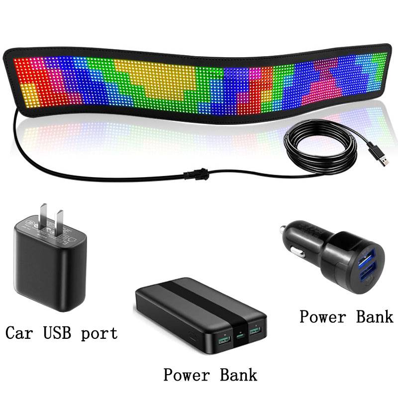 LED Matrix Panel USB Scrolling Bright RGB Light Signs for Car Bluetooth App Control Text Pattern Animation Programmable Display Novelty Lightings