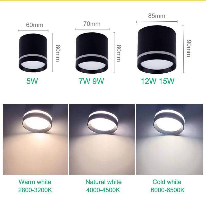 Nordic surface mounted LED downlight ceiling light 5W 7W 9W 12W 15W dimmable downlight side luminous interior decorative light LED Ceiling Downlights