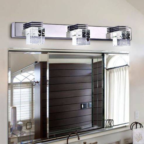 Crystal Cube Shade Over Mirror Light Vanity Lights Wall Lamps (Indoor)