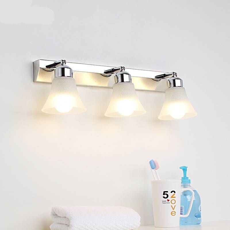 Modern Wall Mirror Light for Bathroom Dressing Room 3/4/5 Lights Silver Wall Lamp Glass Lampshade E27 Indoor Decoration Lighting Vanity Lights