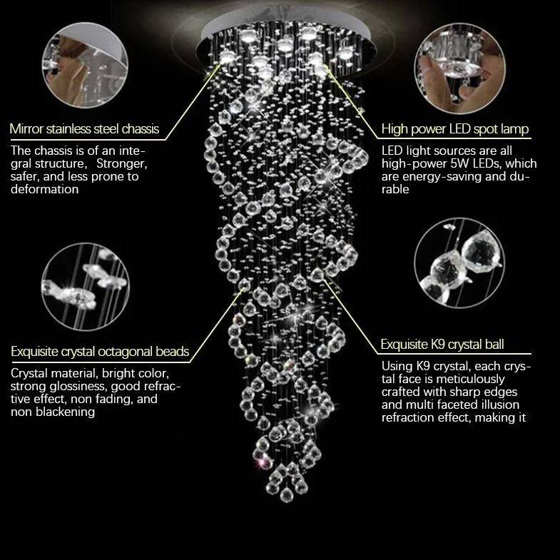 Luxury LED Crystal Cyclone Raindrop Chandelier Chandeliers Luxury LED Crystal Cyclone Raindrop Chandelier Chandeliers