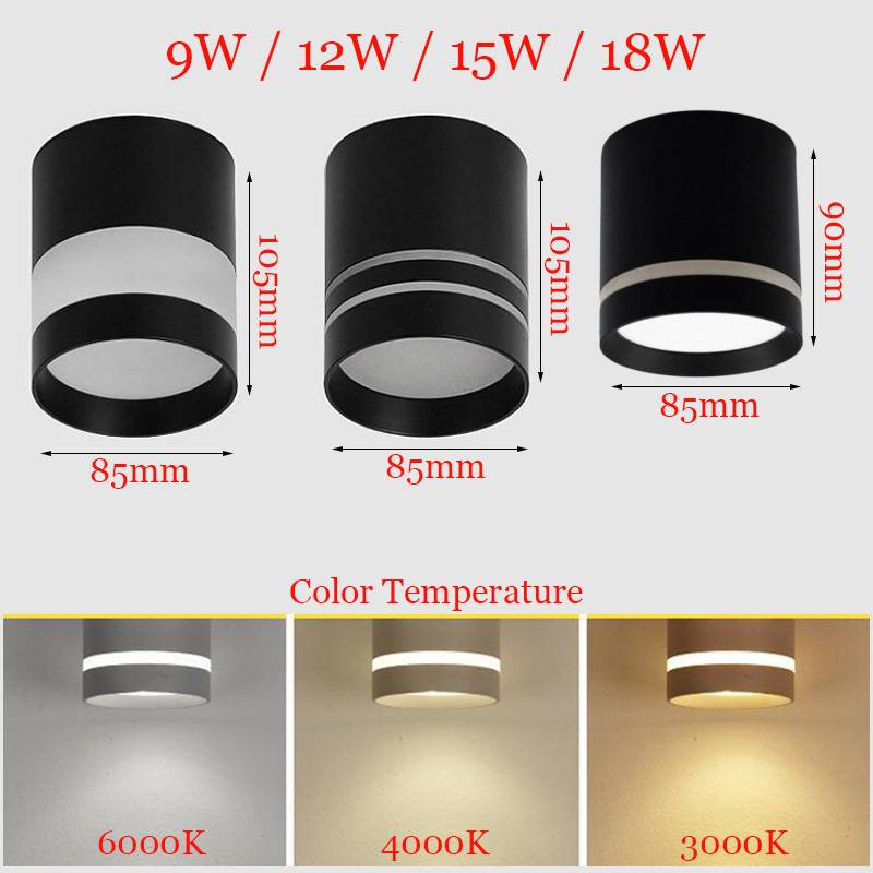 Surface Mounted LED Cylindrical Ceiling Spotlights LED Ceiling Downlights
