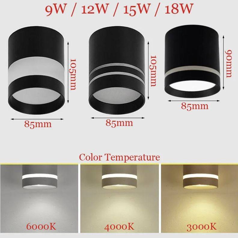 Surface Mounted LED Cylindrical Spotlights LED Ceiling Downlights