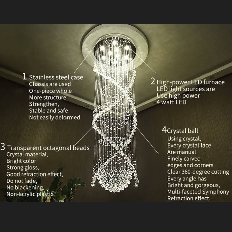 Luxury Crystal Spiral Globes Chandelier Chandeliers