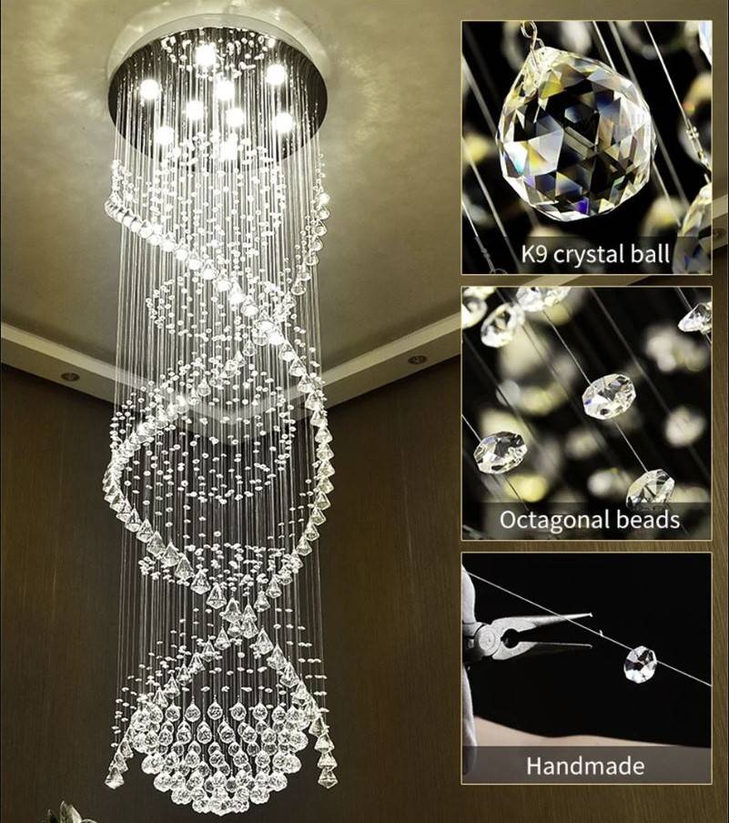 Luxury Crystal Spiral Globes Chandelier Chandeliers