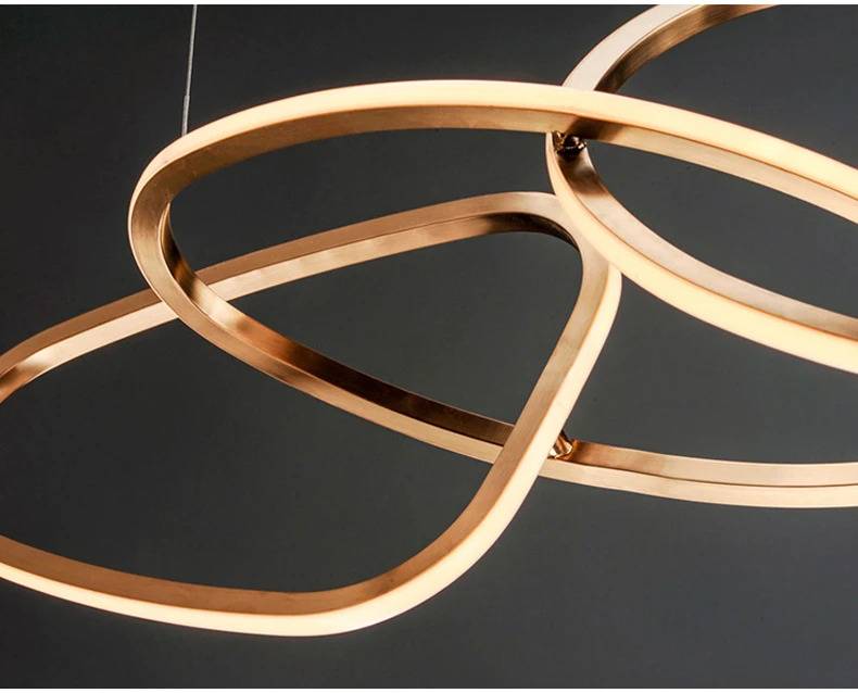 Modern Twisted LED Circular Rings Pendant Chandelier Vanity Lights