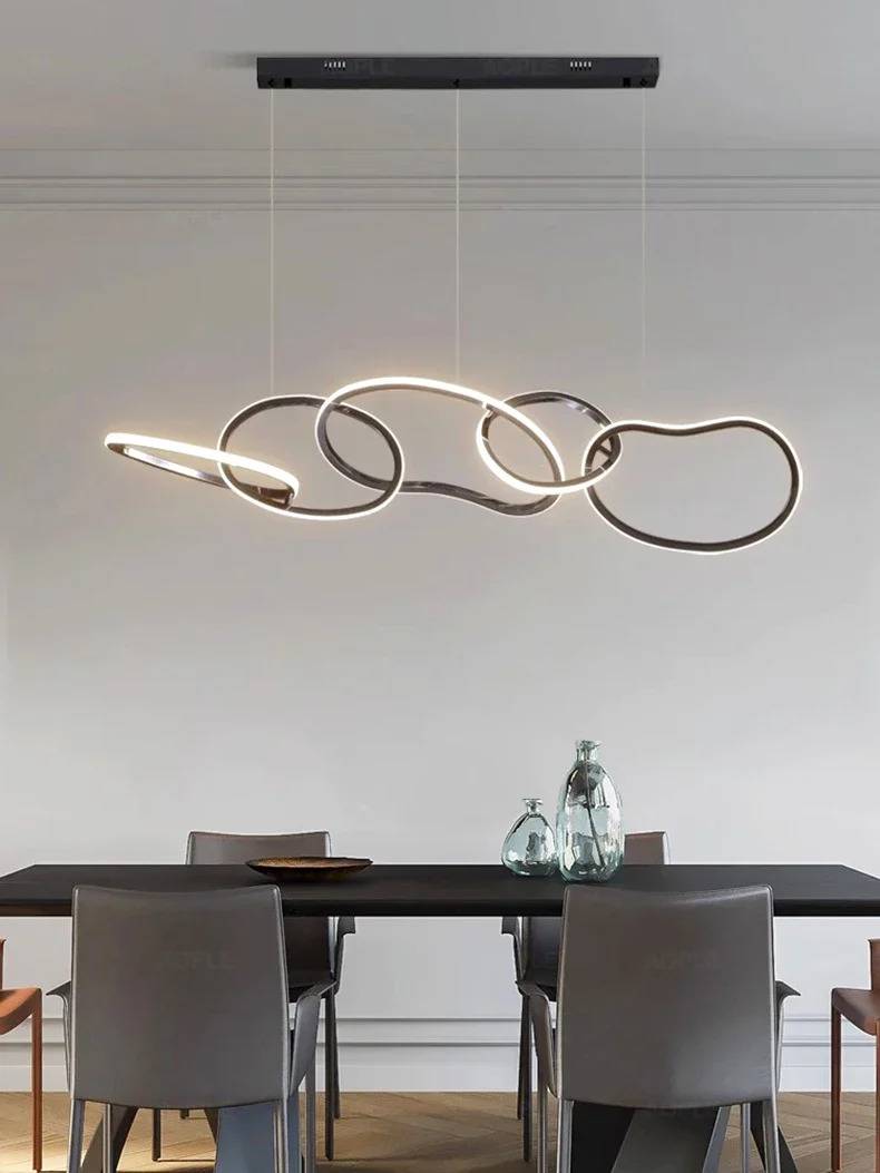 Modern Twisted LED Circular Rings Pendant Chandelier Vanity Lights