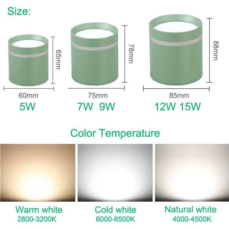 Surface-Mounted Colorful Cylindrical Downlights LED Ceiling Downlights Surface-Mounted Colorful Cylindrical Downlights LED Ceiling Downlights