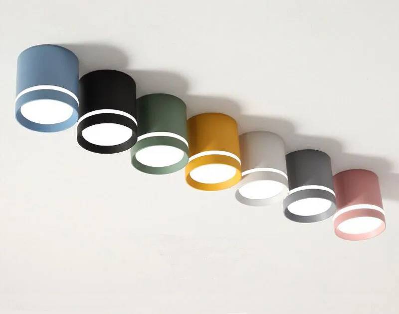 Surface-Mounted Colorful Cylindrical Downlights LED Ceiling Downlights