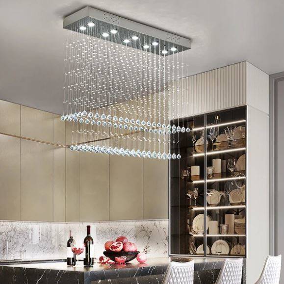 Elegant Rectangular Raindrop Crystal Chandelier Chandeliers Elegant Rectangular Raindrop Crystal Chandelier Chandeliers