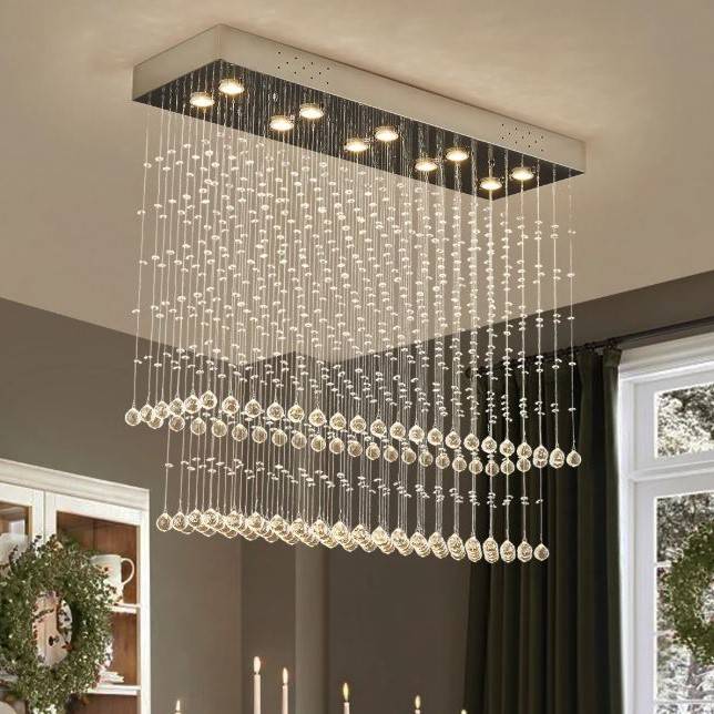 Elegant Rectangular Raindrop Crystal Chandelier Chandeliers Elegant Rectangular Raindrop Crystal Chandelier Chandeliers