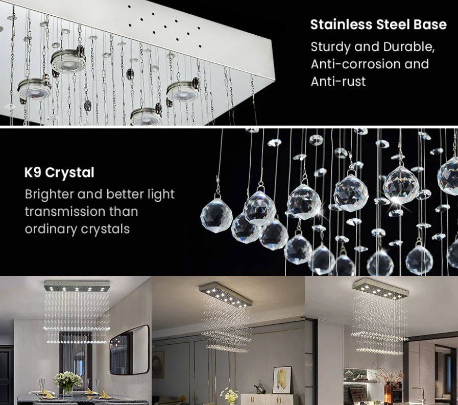 Elegant Rectangular Raindrop Crystal Chandelier Chandeliers Elegant Rectangular Raindrop Crystal Chandelier Chandeliers