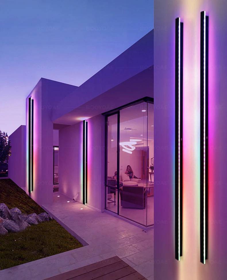 Smart Long Strip Porch Wall Light Exterior Wall Lamps Outdoor Landscape Lightings