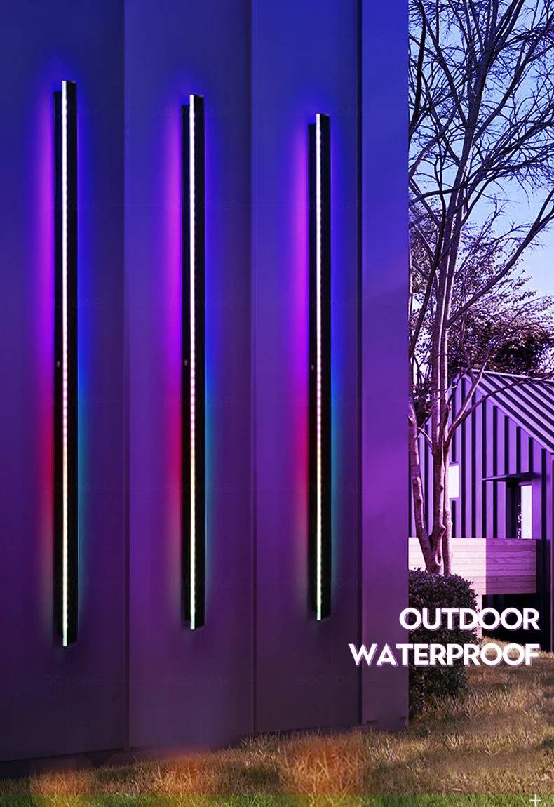 Smart Long Strip Porch Wall Light Exterior Wall Lamps Outdoor Landscape Lightings