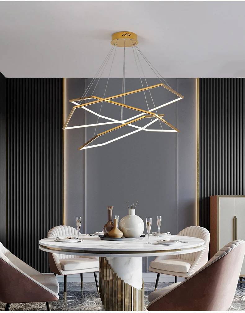 Modern Luxury Hexagon Rings Pendant Chandelier Chandeliers