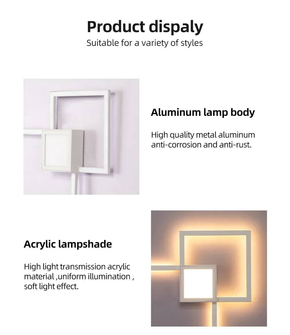 Creative Art Square Frame Wall Lights Wall Lamps (Indoor)