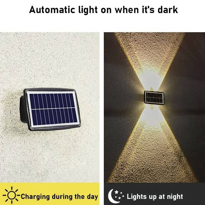 Solar Up and Down Wall Lights Deck Pathway Lights Exterior Wall Lamps Outdoor Landscape Lightings Solar Up and Down Wall Lights Deck Pathway Lights Exterior Wall Lamps Outdoor Landscape Lightings