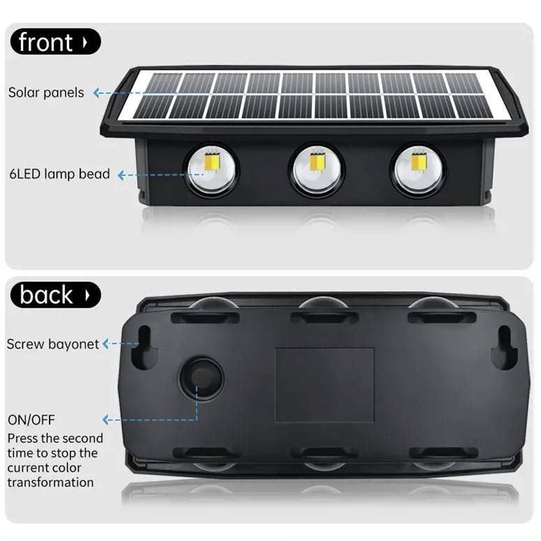 Solar Up and Down Wall Lights Deck Pathway Lights Exterior Wall Lamps Outdoor Landscape Lightings Solar Up and Down Wall Lights Deck Pathway Lights Exterior Wall Lamps Outdoor Landscape Lightings